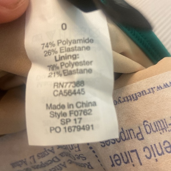 JCrew Scalloped One Piece Jeweled Green Sz 0 F0762 NWOT - Picture 4 of 4